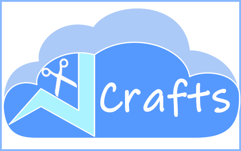 Crafts on cloud with scissors icon