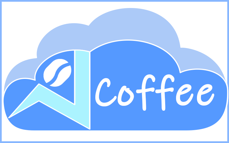 Coffee on cloud with coffee bean icon
