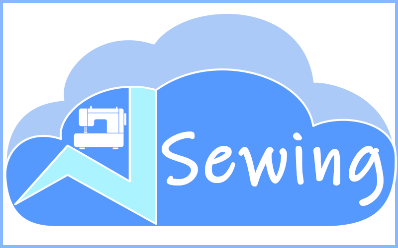 Sewing on cloud with sewing machine icon