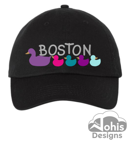 Boston Ducklings - Embroidered Black Cap Front grey