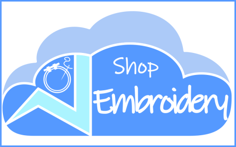 Embroidery shop on cloud with embroidery hoop